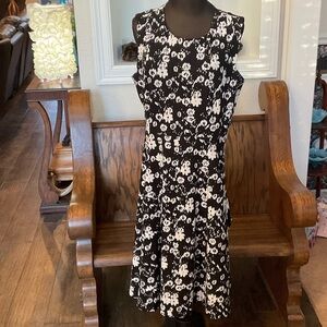 Calvin Klein Black and White Floral Midi Dress
